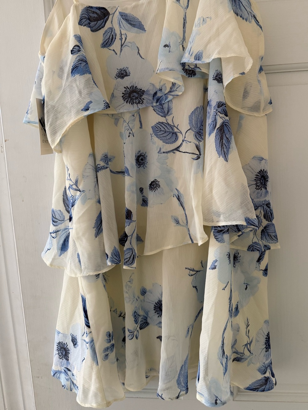 A New Day White Blue Chiffon Dress XL - Picture 2 of 7